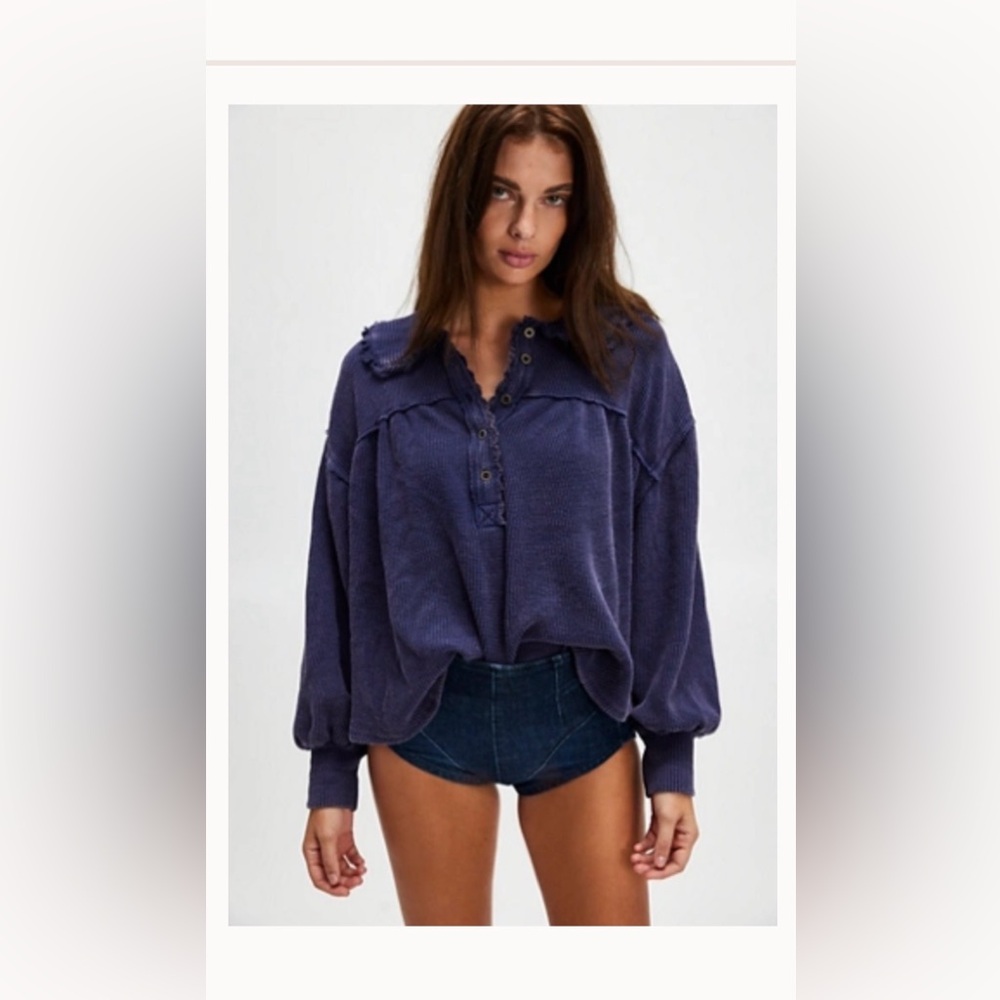 Women's Blue Button-Up Top